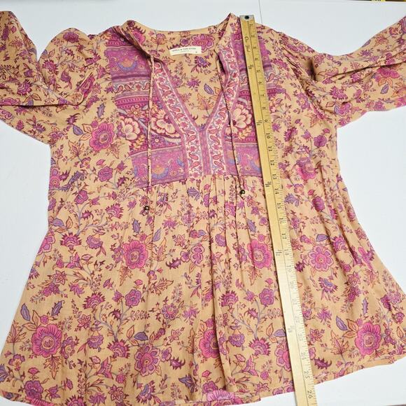 Spell & the Gypsy Collective Blouse Top XS Folk Song Floral Blossoms Puff Sleeve - Picture 12 of 12